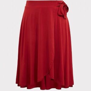 Torrid Rich Red Midi Skirt Wrap Size 3 comfy Stretchy